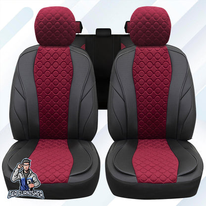 Mercedes 190 Seat Covers VIP Design Burgundy 5 Seats + Headrests (Full Set) Leather & Foal Feather Fabric