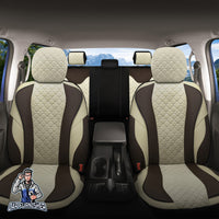 Thumbnail for Audi Q3 Seat Covers VIP Design Dark Beige 5 Seats + Headrests (Full Set) Leather & Foal Feather Fabric