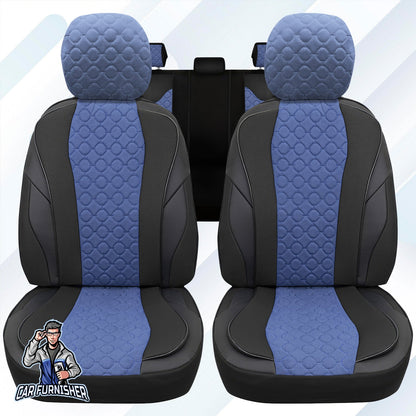Mercedes 190 Seat Covers VIP Design Dark Blue 5 Seats + Headrests (Full Set) Leather & Foal Feather Fabric