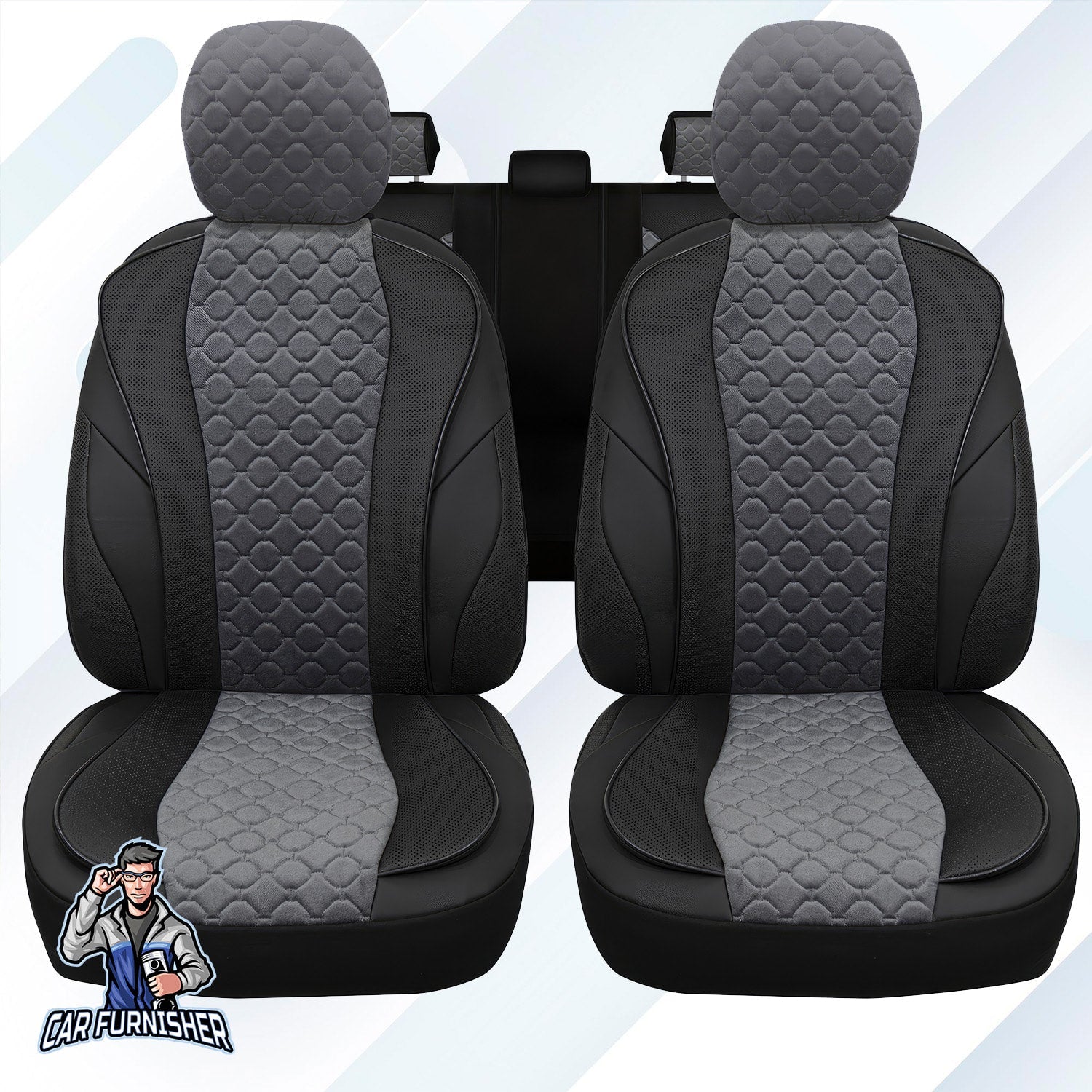 Mercedes 190 Seat Covers VIP Design Gray 5 Seats + Headrests (Full Set) Leather & Foal Feather Fabric