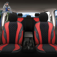 Thumbnail for Skoda Octavia Seat Covers VIP Design Red 5 Seats + Headrests (Full Set) Leather & Foal Feather Fabric