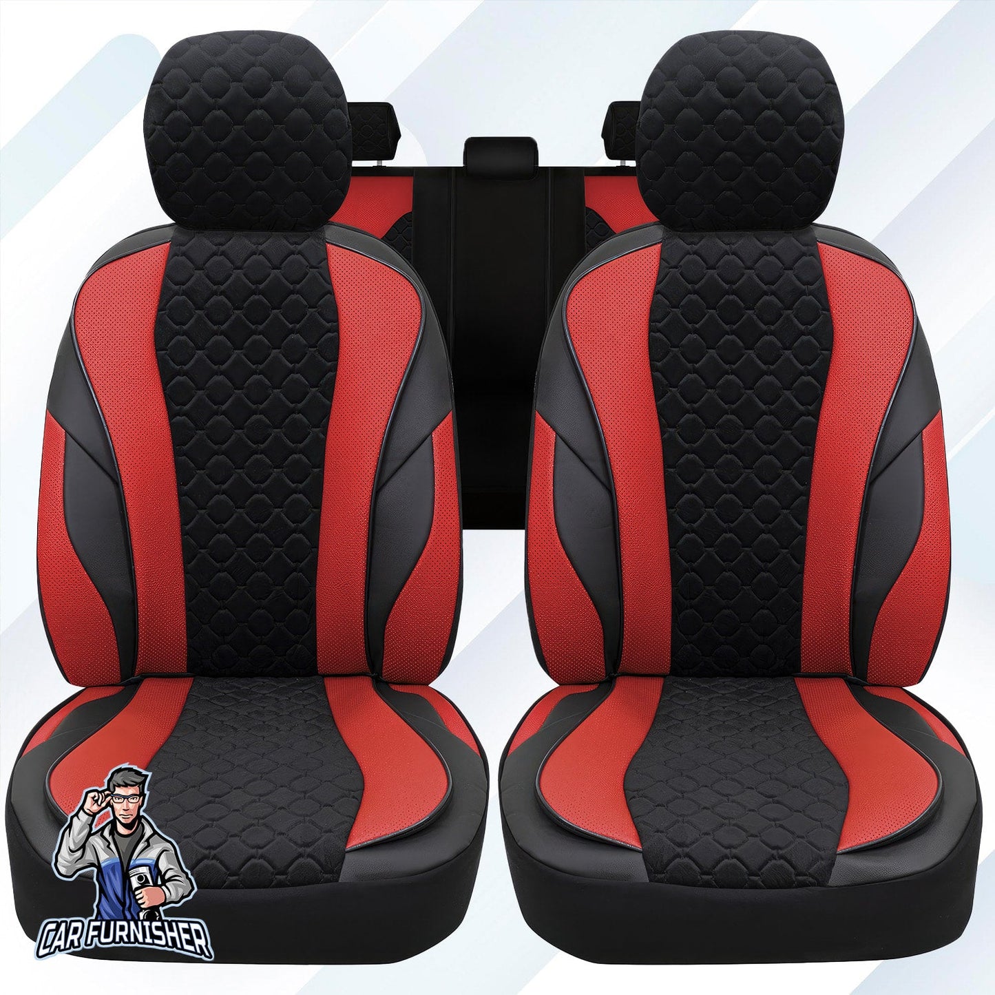 Mercedes 190 Seat Covers VIP Design Red 5 Seats + Headrests (Full Set) Leather & Foal Feather Fabric