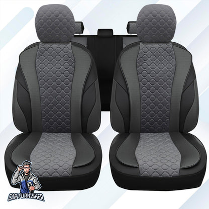 Mercedes 190 Seat Covers VIP Design Smoked 5 Seats + Headrests (Full Set) Leather & Foal Feather Fabric