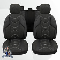 Thumbnail for Car Seat Cover Set - Verita Elegance Design Black 5 Seats + Headrests (Full Set) Leather & Linen Fabric
