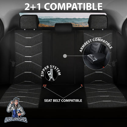 Mercedes 190 Seat Covers Verita Elegance Design Black 5 Seats + Headrests (Full Set) Leather & Linen Fabric
