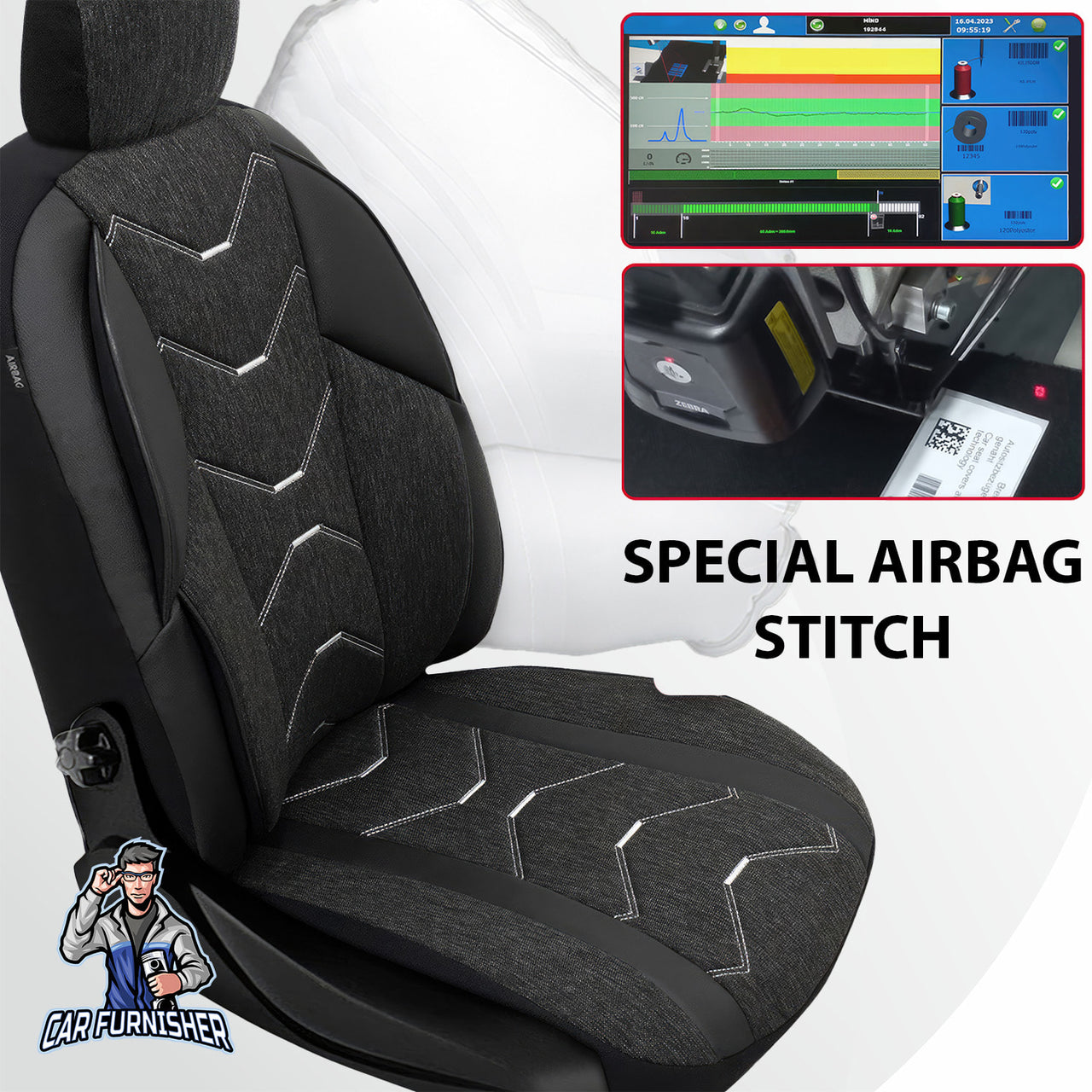 Car Seat Cover Set - Verita Elegance Design Black 5 Seats + Headrests (Full Set) Leather & Linen Fabric