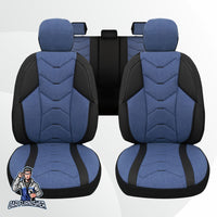 Thumbnail for Car Seat Cover Set - Verita Elegance Design Blue 5 Seats + Headrests (Full Set) Leather & Linen Fabric