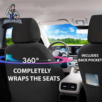 Thumbnail for Car Seat Cover Set - Verita Elegance Design Blue 5 Seats + Headrests (Full Set) Leather & Linen Fabric