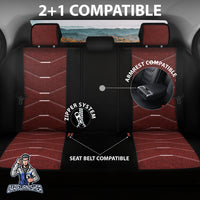 Thumbnail for Car Seat Cover Set - Verita Elegance Design Burgundy 5 Seats + Headrests (Full Set) Leather & Linen Fabric