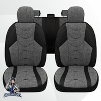 Thumbnail for Car Seat Cover Set - Verita Elegance Design Gray 5 Seats + Headrests (Full Set) Leather & Linen Fabric