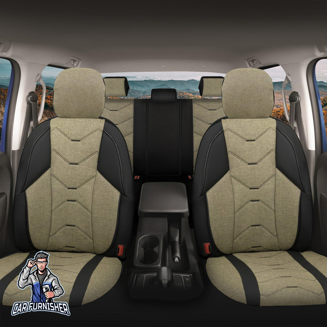Audi A5 Seat Covers Verita Elegance Design Khaki 5 Seats + Headrests (Full Set) Leather & Linen Fabric