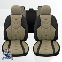 Thumbnail for Car Seat Cover Set - Verita Elegance Design Khaki 5 Seats + Headrests (Full Set) Leather & Linen Fabric