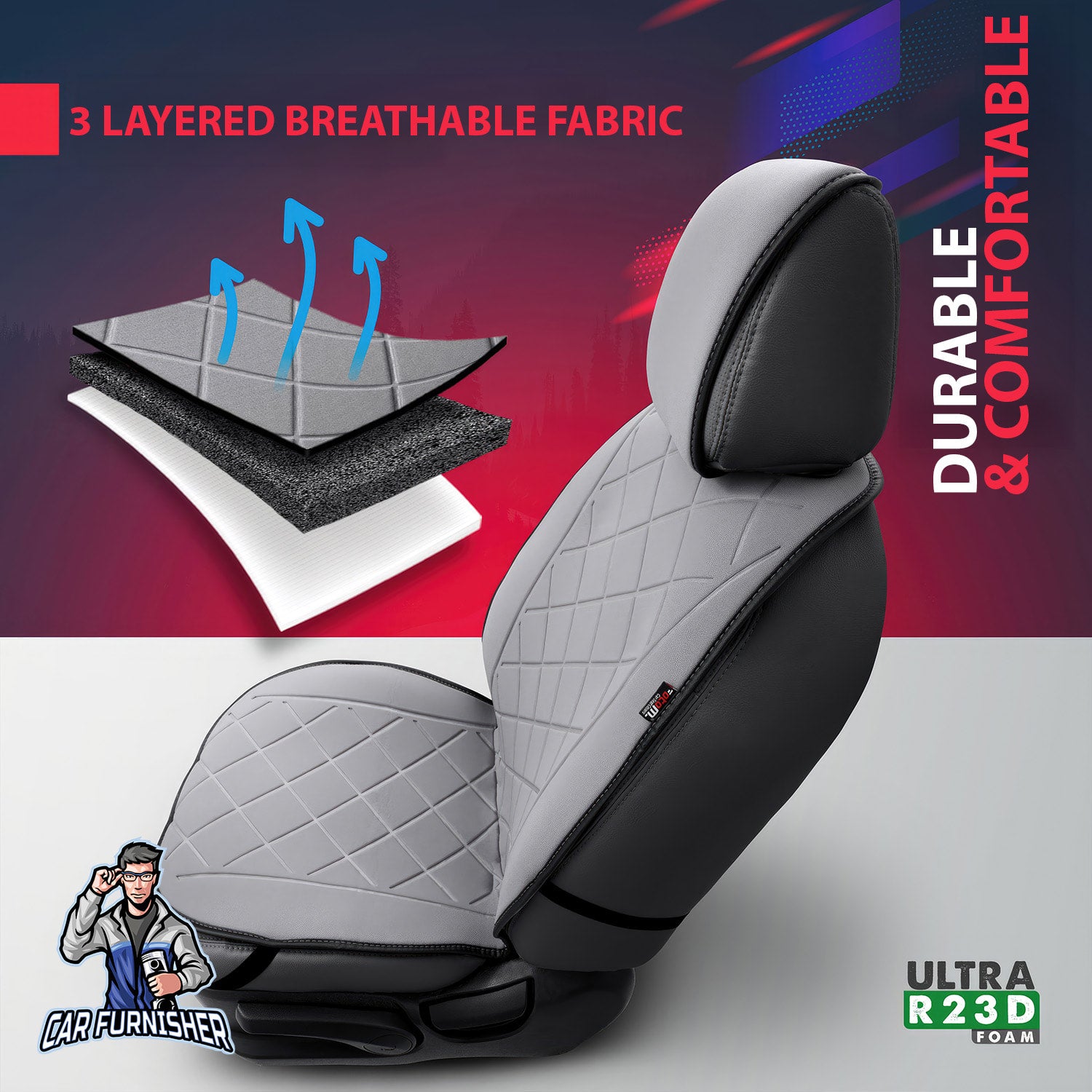 Car Seat Protector - Active Pro Design Smoked 1x Front Seat Fabric
