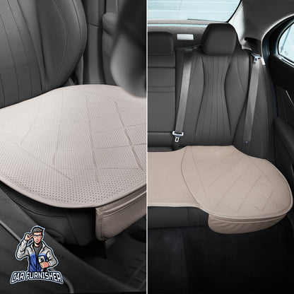 Car Seat Protector - Premium Leather Design Beige Bottom Set (2x Front Bottoms & 1x Back Bottom) Leather