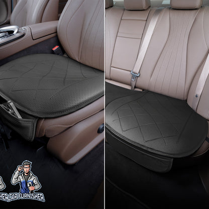 Car Seat Protector - Premium Leather Design Black Bottom Set (2x Front Bottoms & 1x Back Bottom) Leather