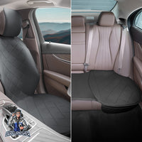Thumbnail for Car Seat Protector - Premium Leather Design Black Full Set (2x Front Seats & 1x Back Bottom) Leather