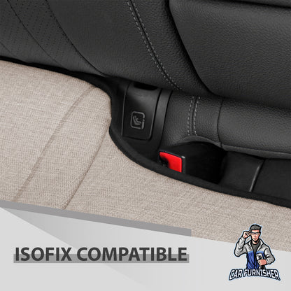 Car Seat Protector - Premium Linen Design Beige 1x Back Bottom Linen Fabric