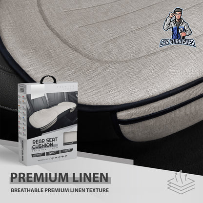 Car Seat Protector - Premium Linen Design Beige 1x Back Bottom Linen Fabric