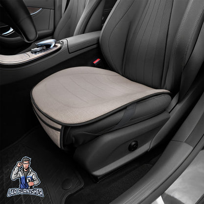 Car Seat Protector - Premium Linen Design Beige 1x Front Seat Bottom Linen Fabric
