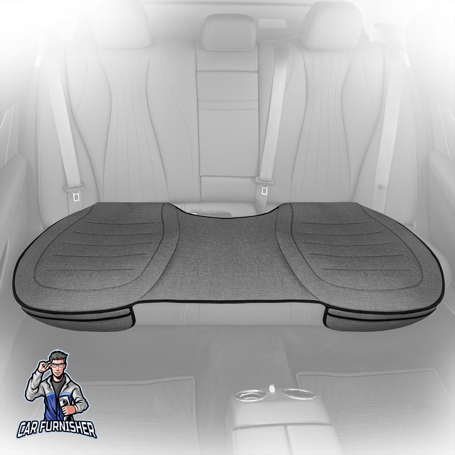 Car Seat Protector - Premium Linen Design Smoked 1x Back Bottom Linen Fabric