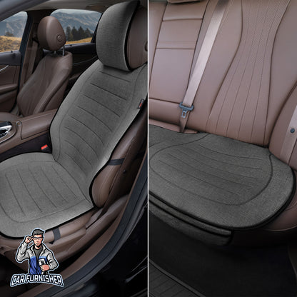 Car Seat Protector - Premium Linen Design Smoked Full Set (2x Front Back 1x Back Bottom) Linen Fabric
