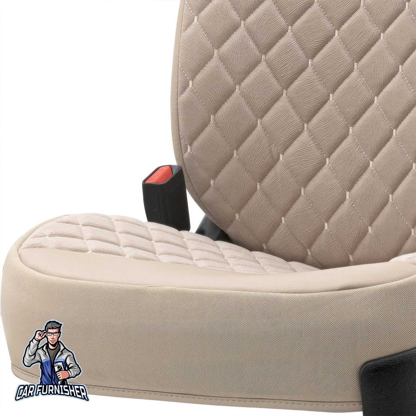 Car Seat Protector - Rsx Diamond Foal Feather Design Beige 1x Front Seat Leather & Foal Feather