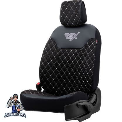 Car Seat Protector - Rsx Diamond Foal Feather Design Gray 1x Front Seat Leather & Foal Feather
