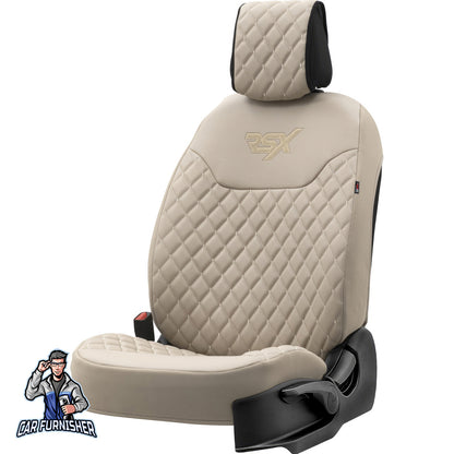 Car Seat Protector - Rsx Diamond Leather Design Beige 1x Front Seat Leather & Fabric