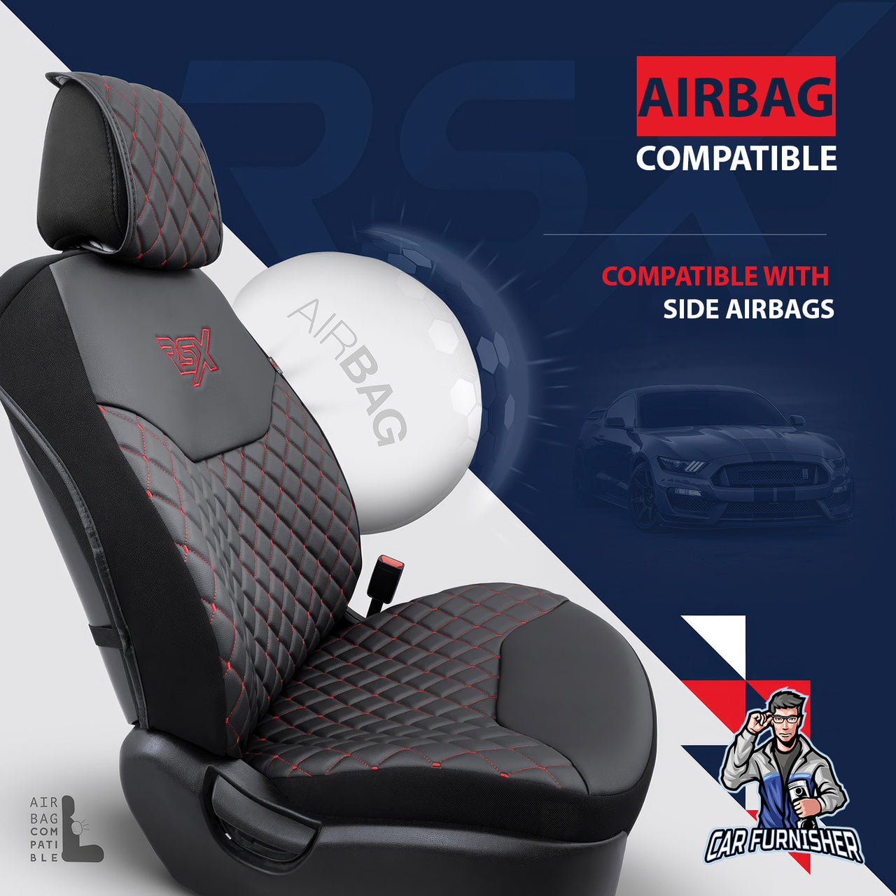 Car Seat Protector - Rsx Diamond Leather Design