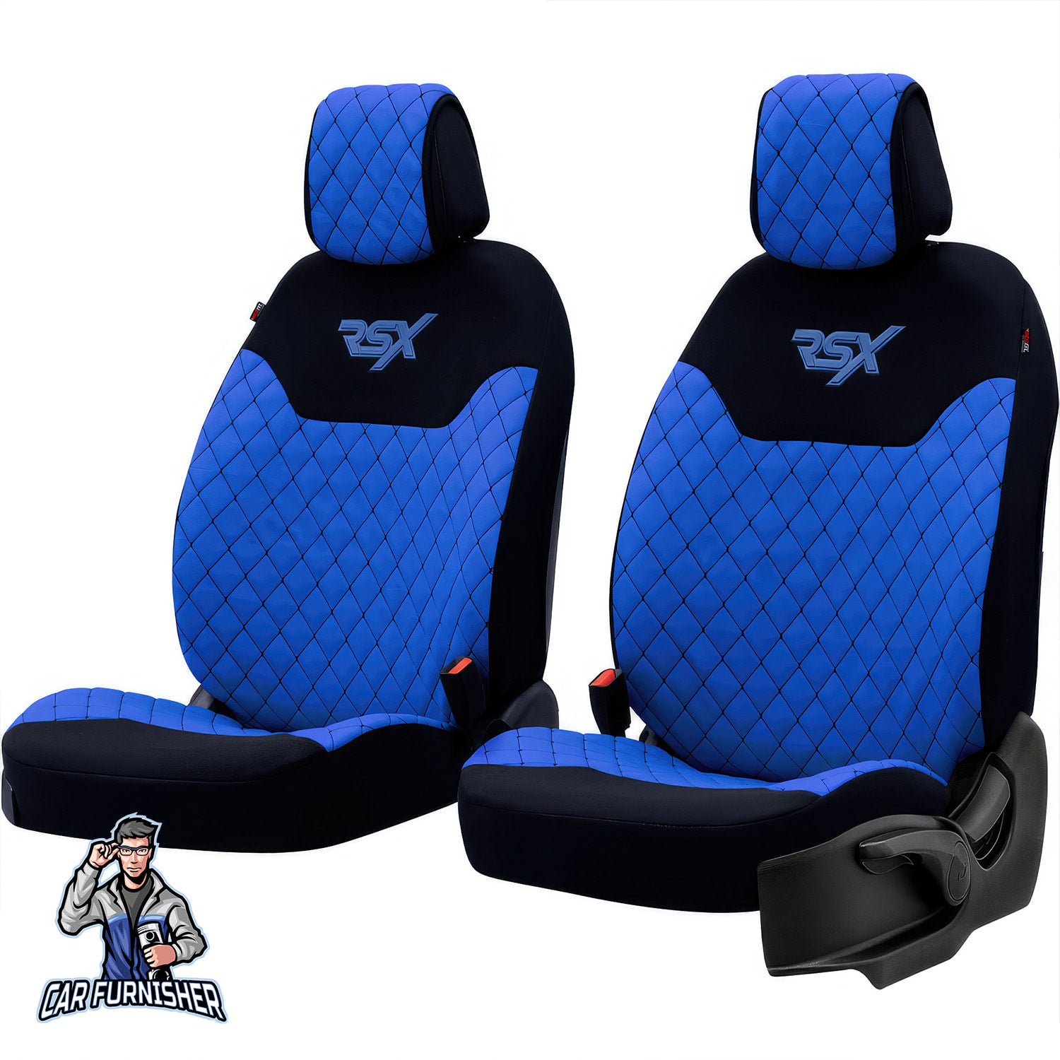 Car Seat Protector - Rsx Sport Design Blue 2x Front Seat Fabric