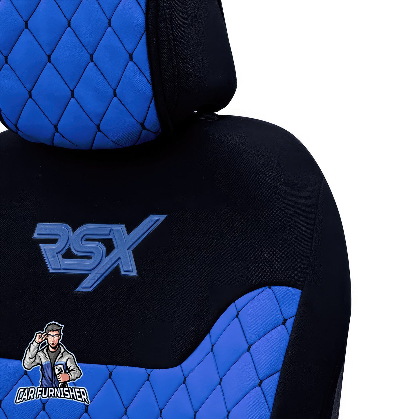 Car Seat Protector - Rsx Sport Design Blue 2x Front Seat Fabric