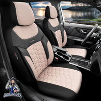 Thumbnail for Audi A3 Seat Covers Carbon Design Beige 5 Seats + Headrests (Full Set) Leather & Lacoste Fabric