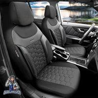 Thumbnail for Car Seat Cover Set - Carbon Design Smoked Black 5 Seats + Headrests (Full Set) Leather & Lacoste Fabric