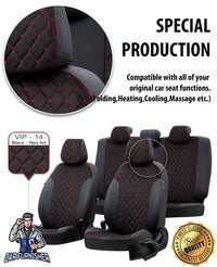 Thumbnail for Dodge Nitro Seat Cover Madrid Foal Feather Design Red Leather & Foal Feather