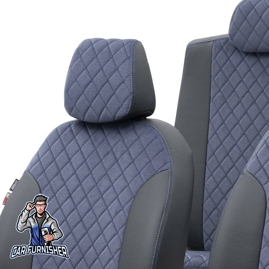 DS 5 Seat Cover Madrid Foal Feather Design Blue Leather & Foal Feather