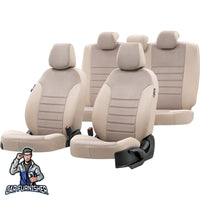 Thumbnail for Chevrolet Spark Seat Covers London Foal Feather Design Beige Leather & Foal Feather