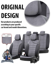 Thumbnail for Chevrolet Spark Seat Covers London Foal Feather Design Smoked Black Leather & Foal Feather