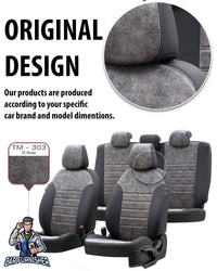 Thumbnail for Chevrolet Spark Seat Covers Milano Suede Design Black Leather & Suede Fabric