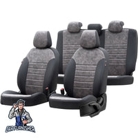 Thumbnail for Chevrolet Spark Seat Covers Milano Suede Design Smoked Black Leather & Suede Fabric