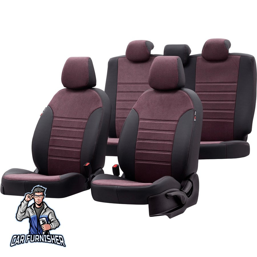 Chevrolet Spark Seat Covers Milano Suede Design Burgundy Leather & Suede Fabric