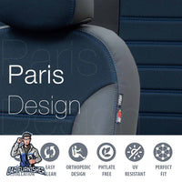 Thumbnail for Chevrolet Spark Seat Covers Paris Leather & Jacquard Design Blue Leather & Jacquard Fabric