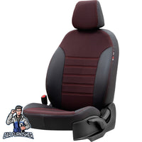 Thumbnail for Chevrolet Spark Seat Covers Paris Leather & Jacquard Design Red Leather & Jacquard Fabric