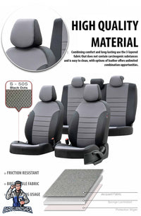 Thumbnail for Chevrolet Spark Seat Covers Paris Leather & Jacquard Design Black Leather & Jacquard Fabric