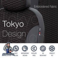 Thumbnail for Chevrolet Spark Seat Covers Tokyo Foal Feather Design Dark Gray Leather & Foal Feather