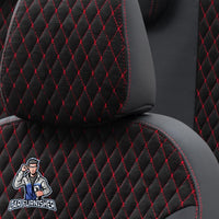 Thumbnail for Chevrolet Spark Seat Covers Amsterdam Foal Feather Design Red Leather & Foal Feather
