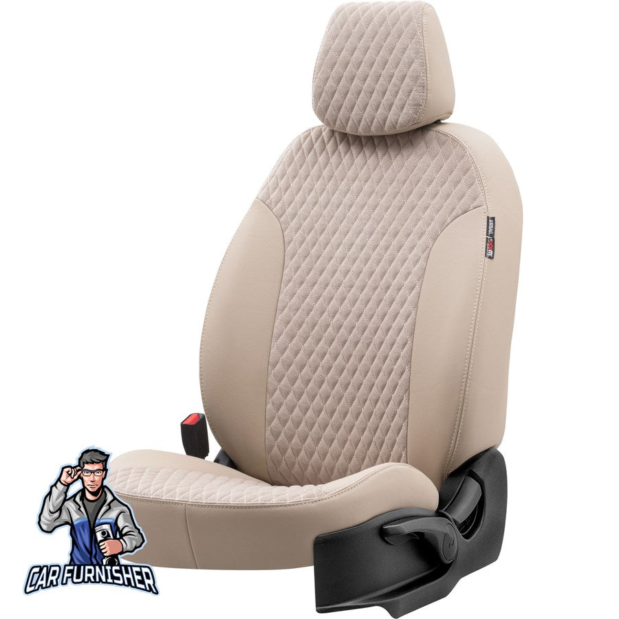 Chevrolet Spark Seat Covers Amsterdam Foal Feather Design Beige Leather & Foal Feather