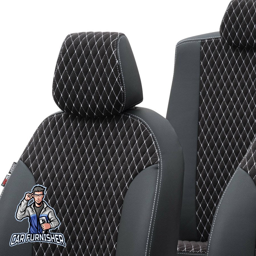Chevrolet Nova Seat Covers Amsterdam Foal Feather Design Dark Gray Leather & Foal Feather