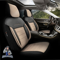 Thumbnail for Audi A5 Seat Covers Comfortline Design Dark Beige 5 Seats + Headrests (Full Set) Leather & Foal Feather Fabric