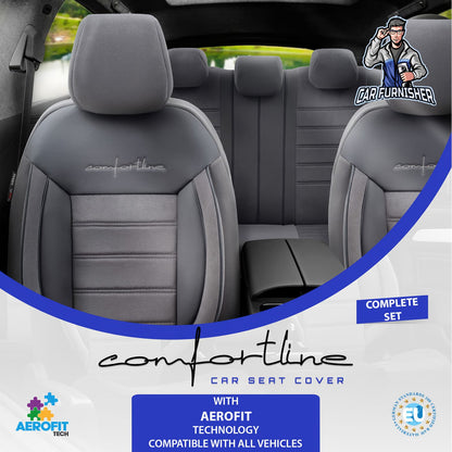 Car Seat Cover Set - Comfortline Design Smoked 5 Seats + Headrests (Full Set) Leather & Foal Feather Fabric