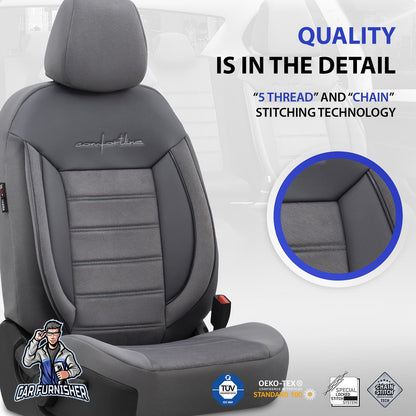 Car Seat Cover Set - Comfortline Design Smoked 5 Seats + Headrests (Full Set) Leather & Foal Feather Fabric